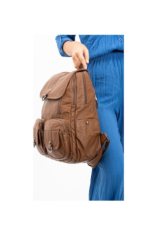 571 Collections Yıkanmış Deri Sırt Çantası Taba Model: 571-11-11e - Taba