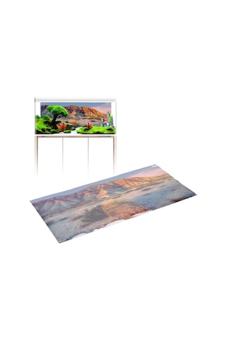 Ruicoo Pvc Akvaryum Arka Plan Sticker, Dağ Çöl Deseni, 3d Dekoratif, Su Geçirmez, Kolay Yapıştır, 91x50 Cm Diğer