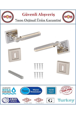 Parçalı Rozetli İç Oda Kapı Kolu - Mat Nikel - 1 Takım Ön Ve Arka