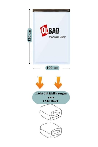 5'li Vakumlu Poşet Seti 100 Cm X 130 Cm En Büyük Boy Yorgan Ve Döşek Vakumlu Hurç Şeffaf