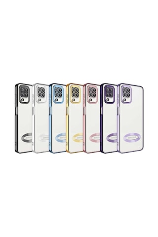 Galaxy Uyumlu M12 Kılıf Kamera Korumalı Logo Gösteren Tchs Omega Kapak - Gümüş Gümüş