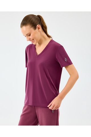 Skechers W V Neck T-shirt Kadın Bordo Tshirt S2510277-3877 Bordo