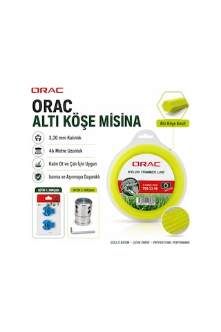 Tırpan Örümcek Başlık Orac 3.30 Mm 46 Mt Altı Köşe Misina Ve Ital Misina Kesici 2 Li Set