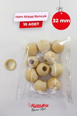 32 Mm Ahşap Ham Boncuk - 10 Adet