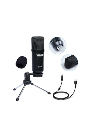 Midex Bm-200 Usb Kardioid Condenser Stüdyo Usb Mikrofon