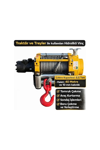 Traktör Ve Treyler Uyumlu Hidrolik Tamburlu Tomruk Ve Çekme Vinç 5.5 Ton - 40 Metre-10 Mm