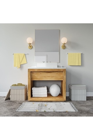 Çiçekli Banyo Perde Ve Paspas Seti-papatyalı Banyo Perdesi+banyo Çok Renkli