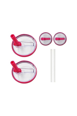 Stanley 40oz Adventure Quencher Şeffaf Hasır Kapak Yedek Parçaları İçin, Özellikler: 4 Adet / Takım Gül Kırmızı