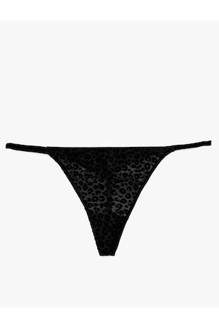 Koton Leopar Desenli Tül String Külot Siyah 7wlk30049mk