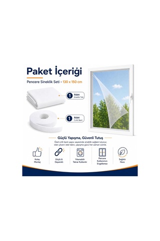 Lexroo Sogud Kayra 2 Li Set Pencere Sinekliği 130x150 Cm - Geniş Pencere İçin