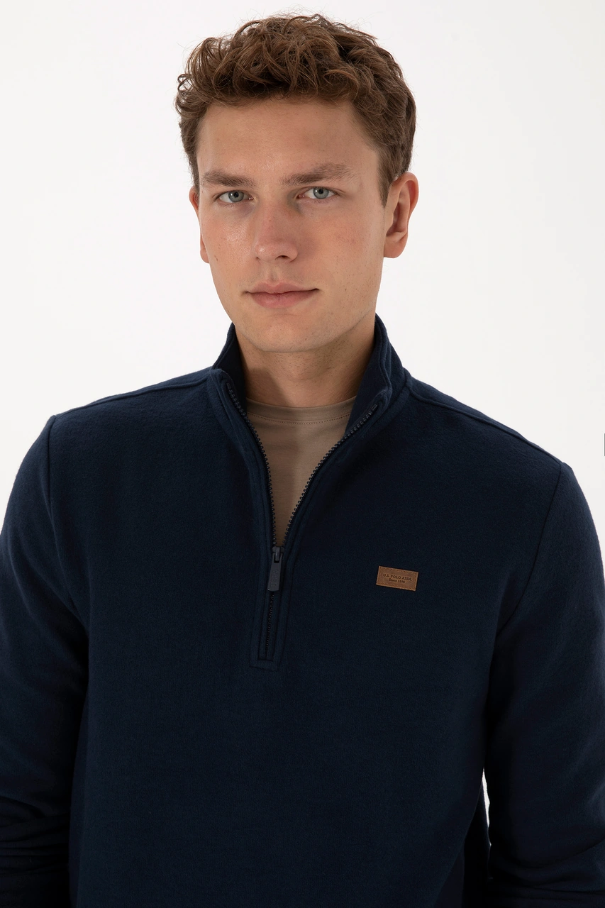 U.S. Polo Assn. Erkek Regular Fit Yarım Fermuarlı Lacivert Basic Sweatshirt 50313802-VR033
