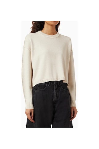 Good American Oversize Crewneck Triko, Rahat - Modern Şık Kadın Kazak Krem