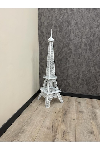 Metal Eyfel Kulesi Cnc Kesim Beyaz Renk