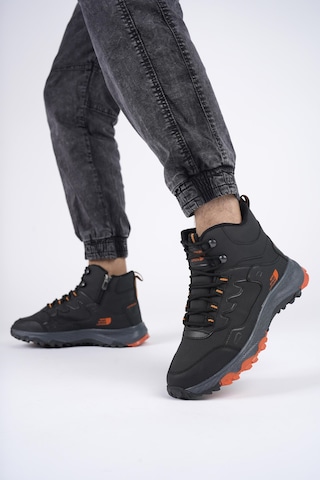 Muggo Alaska Unisex Garantili Trekking Outdoor Bağcıklı Yandan Fermuarlı Kışlık Bot Siyah