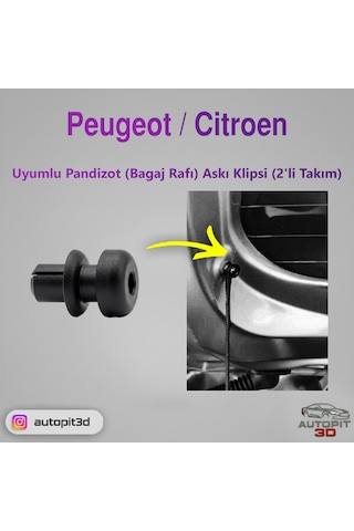 Peugeot / Citroen Uyumlu Pandizot Bagaj Rafı Askı Klipsi 2li Takım