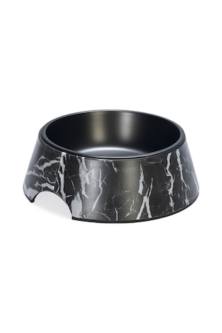 Beeztees Dbl Köpek Mama Su Kabı, Mat Siyah Paslanmaz Çelik, Siyah Mermer Görünümlü, 22cm, 700ml