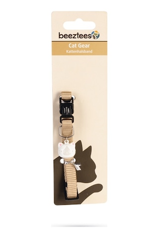 Hnrlıshp Beeztees Kedi Boyun Tasması, Zilli, Bej, 20-30cm