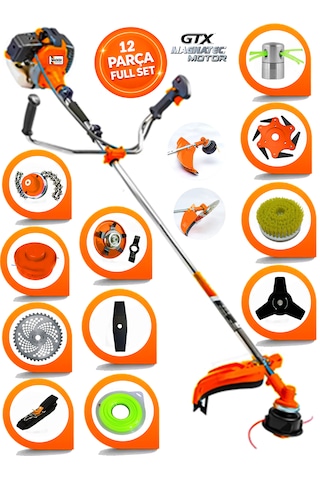 Prowackers German Wz-8900 Ultra Yan Tipi Benzinli Ot Çalı Çim Biçme Tırpanı+ 12 Pcs Komple Setli