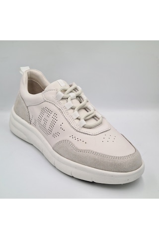 Greyder 34590 Kirli Beyaz Hakiki Deri Kadın Günlük Casual Sneaker Kirli Beyaz