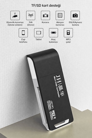 Usb 2.0 Çift Kart Okuyucu, Sd Microsd Tf Hafıza Kart Reader, Bilgisayar Laptop Kamera Drone Araç Kamerası Uyumlu, Kompakt Taşınabilir Abs Gövde, Tak Çalıştır N450