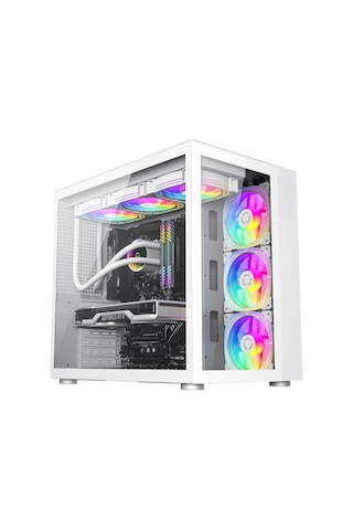 SNT Warzone II Midi Tower 7x120 MM Argb Uzaktan Kumanda Atx Beyaz Gaming Kasa