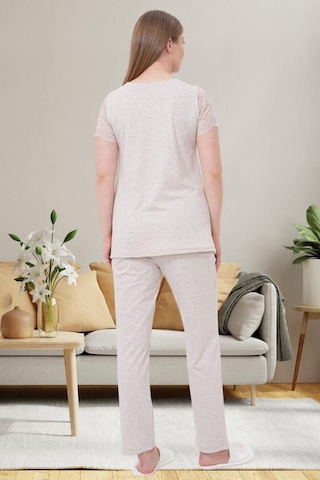 Mecit Pijama Mecit 6056 Kadın Hamile Lohusa Vizon Kısa Kollu Pijama Takımı