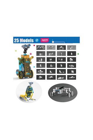 25'i 1 Arada Güneş Enerjili Robot Yapım Kiti - Stem Eğitim Oyuncağı, 8-12 Yaş İçin Dıy Bilim Set