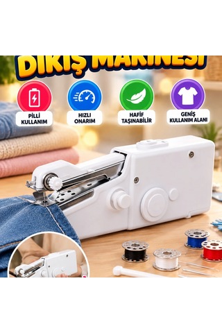 El Tipi Taşınabilir Mini Dikiş Makinesi Pilli Hızlı Onarım Ve Kendin Yap