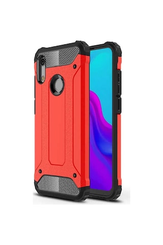 Noktaks - Huawei Uyumlu Huawei Y6s 2019 - Kılıf Çift Katman Zırh Tank Crash Military Kapak - Gri T11421 Gri