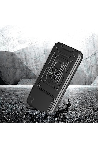Xiaomi Poco F8 Ultra Kılıf Kamera Korumalı Zırh Tank Sürgülü Vega Kapak Siyah