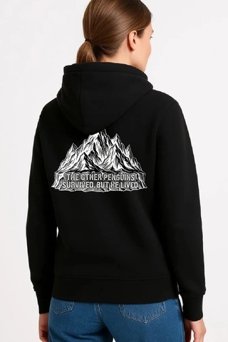 Primemagazam Kadın 3 İplik Pamuklu Kapüşonlu Hoodie Sweatshirt Nihilist Penguen Baskılı - Siyah Çeşitli