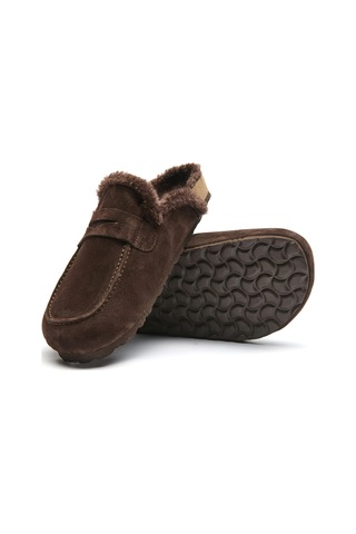 Comfortfusse Snug-pl - Kadın Ortopedik Deri Sabo Terlik Kahverengi Süet Deri