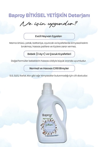 Baproy Bitkisel Çamaşır Deterjanı 1 Lt Doğal Lavanta Yağlı X 4 Adet 4 L