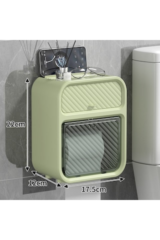Skycity Banyo Su Geçirmez Duvar Tipi Delme Yok Tuvalet Kağıdı Kutusu - Makyaj Yeşili Rol Kağıt Tutucu, Kolay Kurulum, Dayanıklı Malzeme Diğer