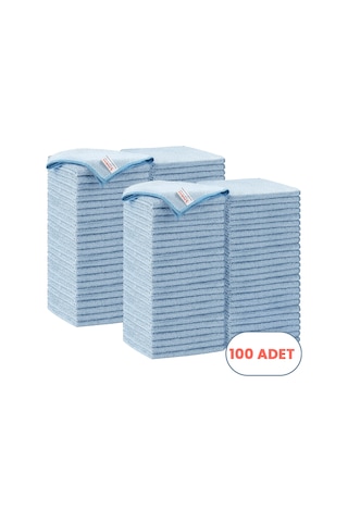 Mulpex Mikrofiber Temizlik Bezi 100 Adet - 40x40 Cm, 375 Gsm, Parlak Dokulu, 60 Gr 2, Yüksek Emici, İz Bırakmaz Mavi