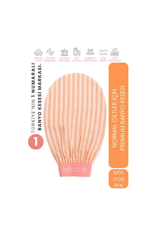 Premium Ekru Turuncu Zebra Banyo Duş Kesesi Peeling Eldiveni %100 Floş Ipek Normal Ciltler Için