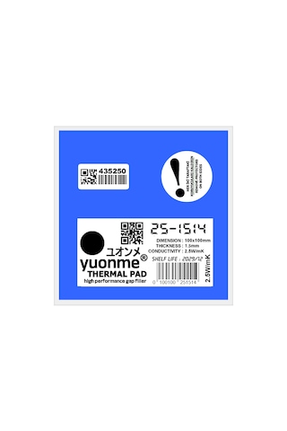 Yuonme Termal Ped / Thermal Pad 1.5mm 2.5w/mk 100x100mm 25-1514