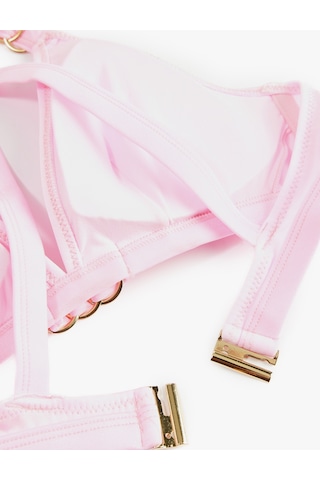Koton Metal Aksesuarlı V Yaka Çapraz Askılı Bralet Bikini Üstü Pembe 6sak10146mm Gül