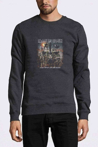 Maıden A Matter Of Baskılı Füme Antrasit Erkek Örme Sweatshirt