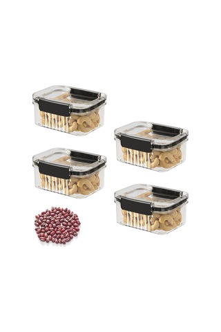 4'lü Paket Hava Geçirmez Gıda Saklama Kapları, Mutfak Saklama Kapları, Tahıl Kapları, Şekerleme Kapları, 460 Ml -