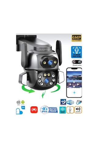 Çift Kameralı Wifi Ip Kamera 360 Hareketli Wifi İç-dış Mekan Ptz Ses Kayıtlı Güvenlik Kamerası