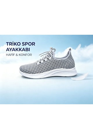 Leu Erkek Triko Spor Ayakkabı Beyaz - Gri