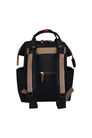 Stylo Monaco Baby Bag Anne Bebek Bakım Sırt Çantası-Beyaz Baskı Siyah