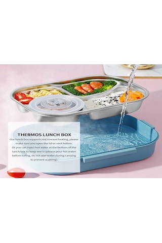 Hangfox 1500ml Mavi 4 Bölmeli Paslanmaz Çelik Termos Yemek Kutusu - İşçi Çanta İçin Taşınabilir, Çorba Kasesi Ve Besteği Dahil Çok Renkli