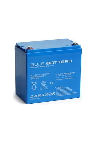 Blue Battery 12 V 55 Amper Bakımsız Kuru Akü Ups Aküsü
