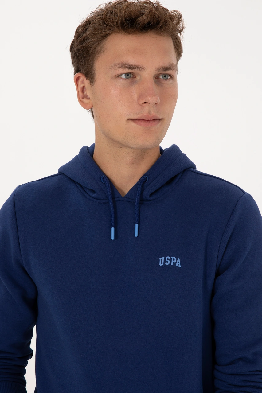 U.S. Polo Assn. Erkek Regular Fit Kapüşonlu Şardonlu İndigo Basic Sweatshirt 50315582-VR028