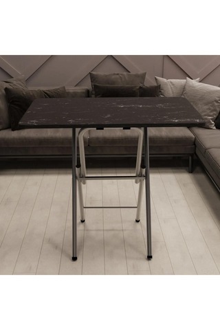 Katlanır Masa Kırma Masa 60x90 Siyah Mermer Desen Mutfak Masası