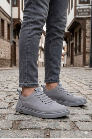 Guja 26y510-2 Rahat Kauçuk Taban Tekstil Lastik Bağcıklı Sneaker Erkek Ayakkabı Gri