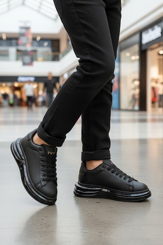 Walkway Siyah Bağcıklı Cilt Hafifi Unisex Sneaker 628 G Siyah