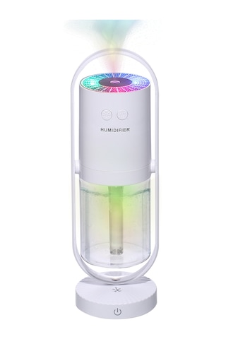 Youtek 200ml Usb Nemlendirici, Negatif İyon Hava Temizleyici, 360 Döner, Renkli Projeksiyon Lambası Ve Gece Lambası, Beyaz Tasarım Batarya